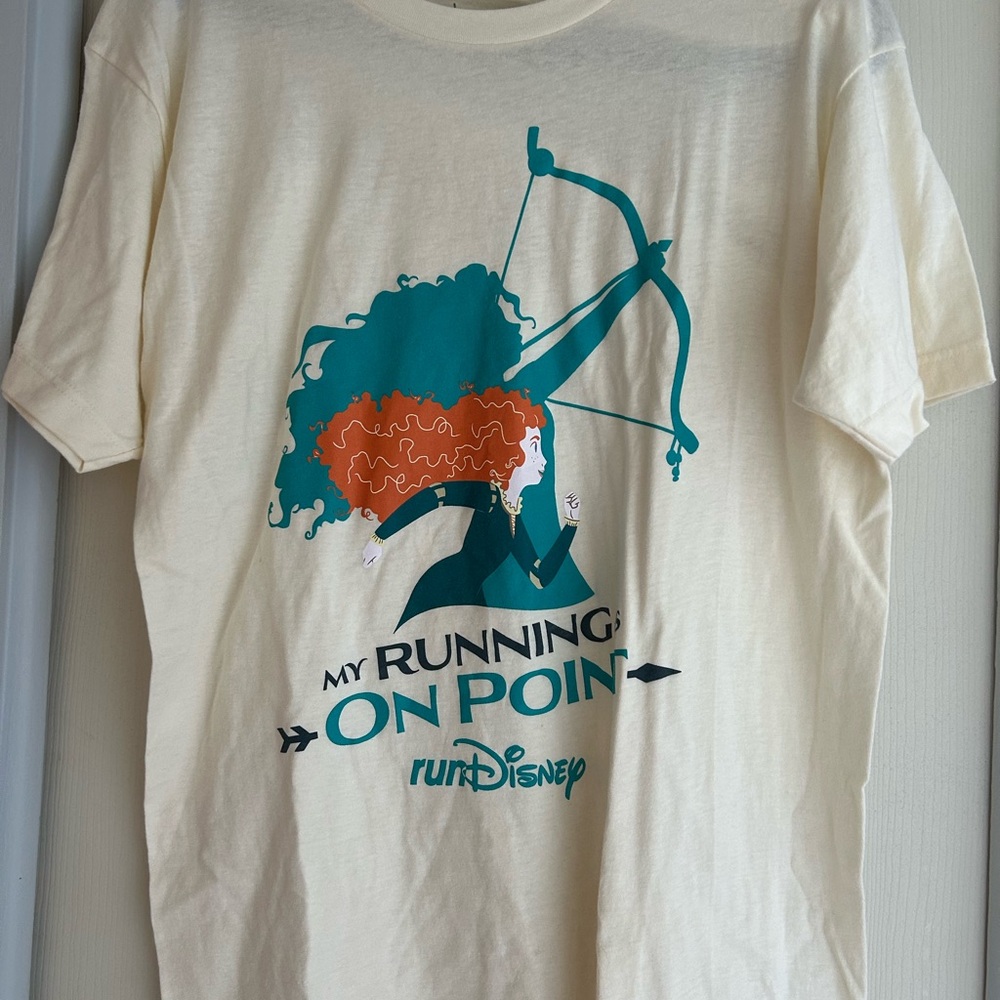 Run Disney Princess Merida Women's Short Sleeve Tee - Cream with Teal & Orange